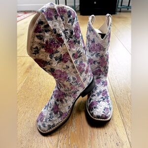 Old West Purple and Black Floral Heeled Boots (child)